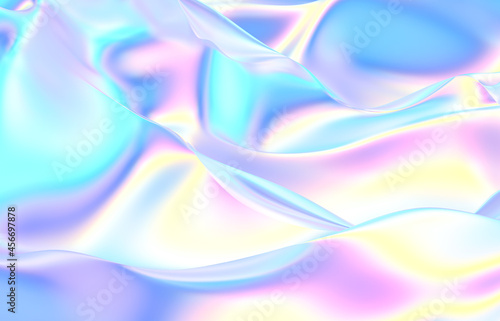 Wallpaper Mural Abstract geometric crystal background, iridescent texture, liquid. 3d render.  Torontodigital.ca
