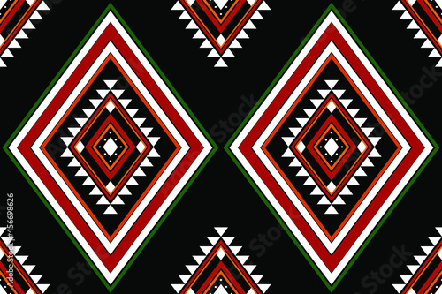 Geometric ethnic oriental seamless pattern traditional Design for background,carpet,wallpaper.clothing,wrapping,Batik fabric,Vector illustration.embroidery style - Sadu, sadou, sadow or sado