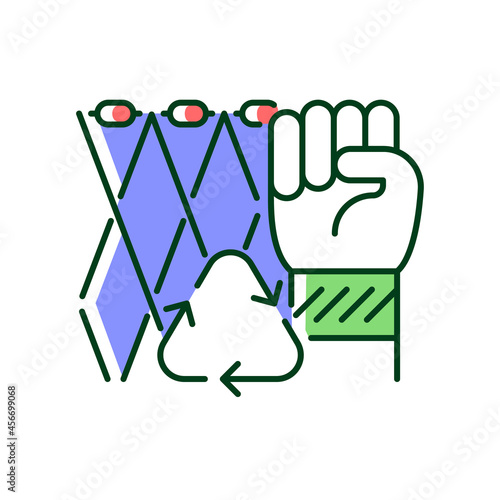 Ghost net bracelets RGB color icon. Recycling salvaged fishing nets. Eco friendly handmade accessories. Upcycling products. Sustainable craft. Isolated vector illustration. Simple filled line drawing