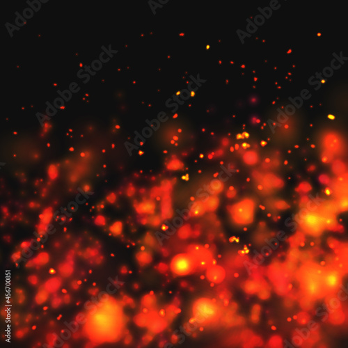 Vector realistic isolated fire effect for decoration and covering on black background.