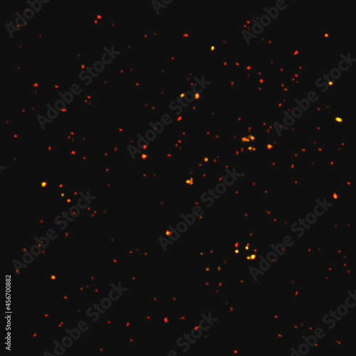 Vector realistic isolated fire effect for decoration and covering on black background.
