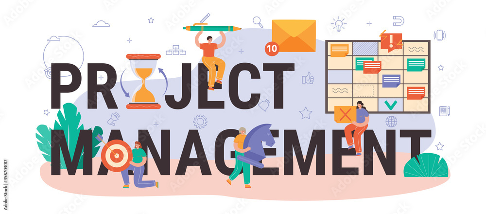 Project management typographic header. Successful business project planning Project management typographic header. Successful business project planning
