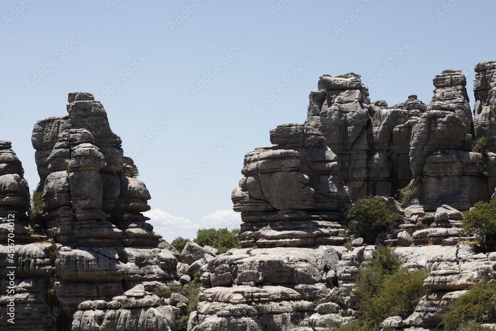 El Torcal de Antequera, the nature reserve in the Sierra del Torcal mountain range in the province of Malaga in Andalusia, Spain. Massive limestones, unusual landforms, impressive karst landscape