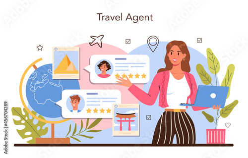 Tourism specialist concept. Travel agent selling tour, cruise, airway