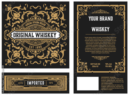 Whiskey label with old frames