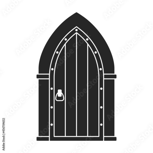 Medieval door vector black icon. Vector illustration castle doors on white background. Isolated black illustration icon medieval door.