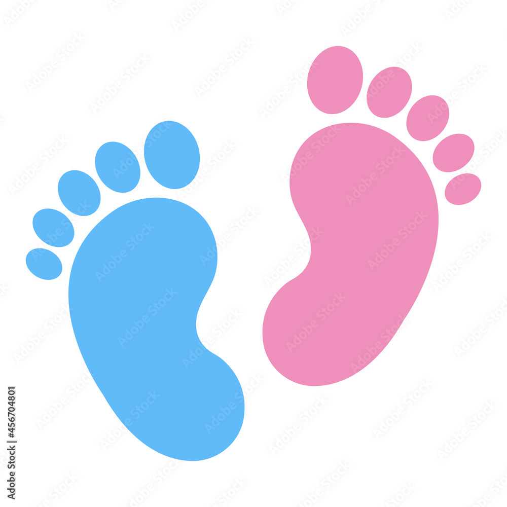 Illustration of pink and blue footprint of boy and girl on white background Illustration of pink and blue footprint of boy and girl on white background