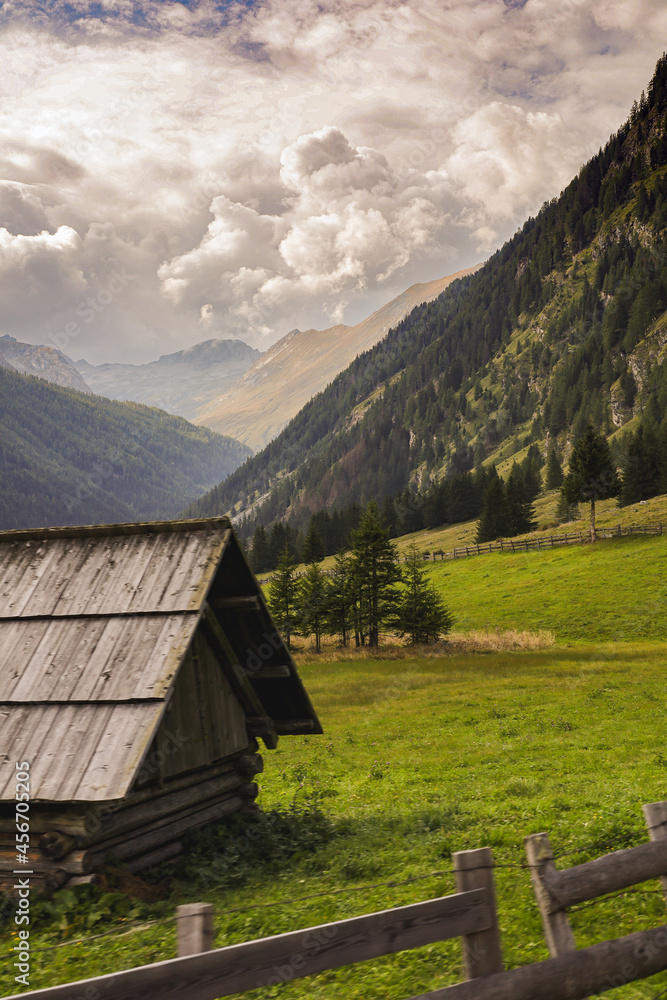 Obraz premium Holzhütte auf einer Alm 