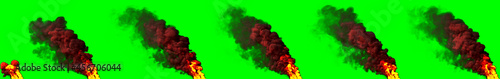 fire, pillar of toxic smoke on green isolated. creative industrial 3D illustration