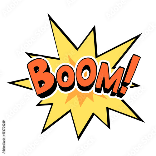 Cartoon explosion on a white background. Boom text. Vector illustration template in pop art style