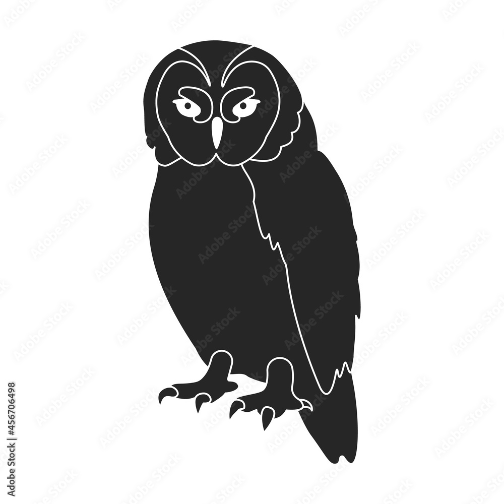 Obraz premium Owl bird black vector illustration of icon. .Vector icon of animal owl. Isolated black illustration of bird animal on white background.