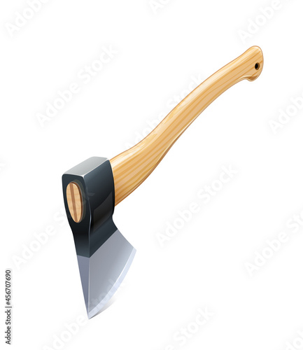 Axe. Manual tool for chop wood. Ax steel build cut equipment. Isolated on white background. Eps10 vector illustration.