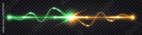 Tela Electric discharge shock effect, yellow vs green light clash
