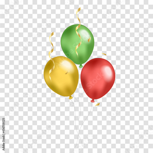 Black History Month realistic balloons yellow, green, red. Vector illustration