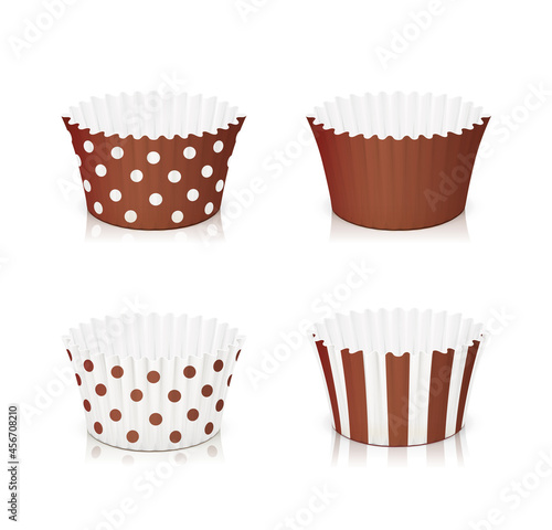 Set of paper mold for cupcake. Utensil for baking cake. Isolated on white background. Eps10 vector illustration.