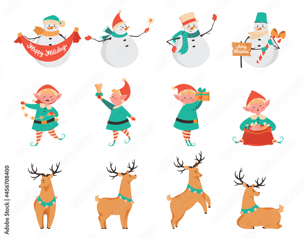 Cute christmas characters set. celebrating a holiday set. Cute christmas characters set. celebrating a holiday set.