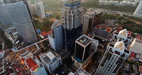 Photography Aerial view of Kuala Lumpur city in Malaysia capital, tall buildings