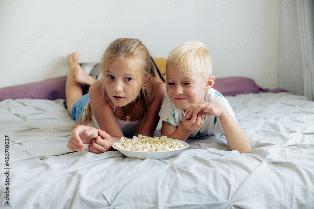 portrait of adorable beautiful siblings (brother and sister) indoor. Family and children concept portrait of adorable beautiful siblings (brother and sister) indoor. Family and children concept