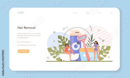 Depilation and epilation web banner or landing page. Hair removal method
