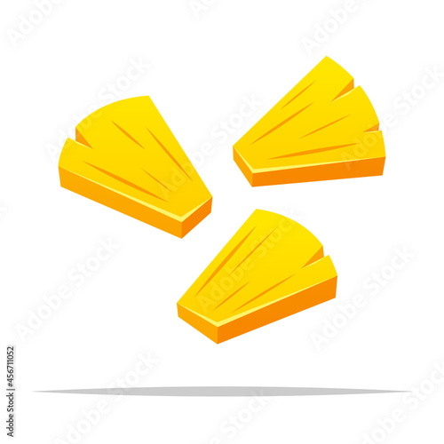 Pineapple chunks vector isolated illustration