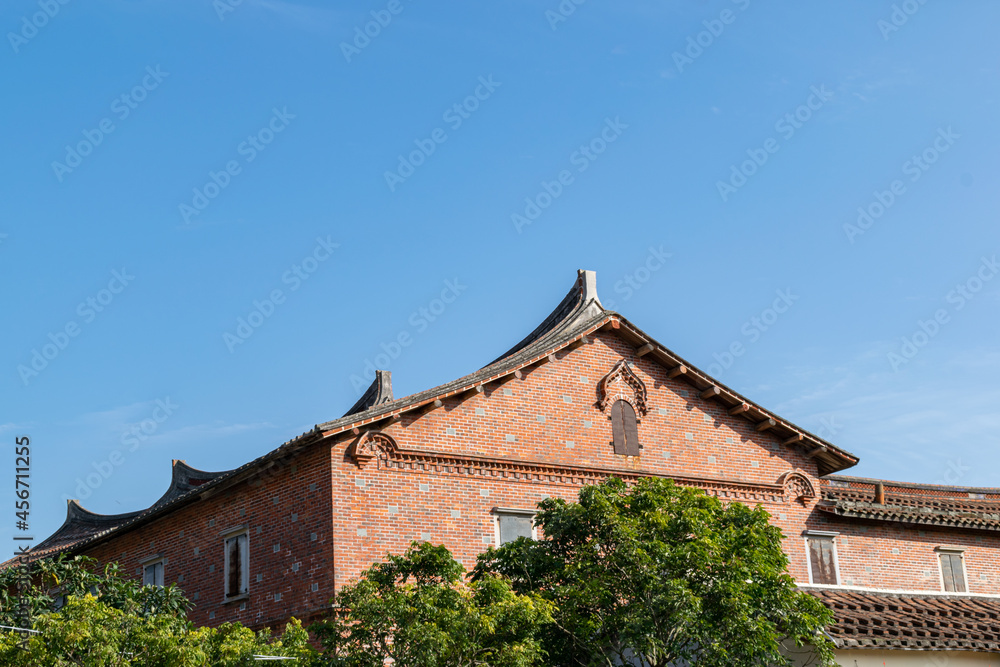 Part of traditional Chinese architecture made of red brick