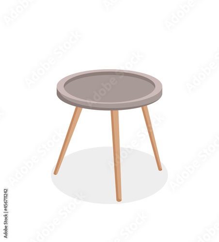 Coffee table or stool on an isolated white background. Vector illustration of house elements. Cartoon style