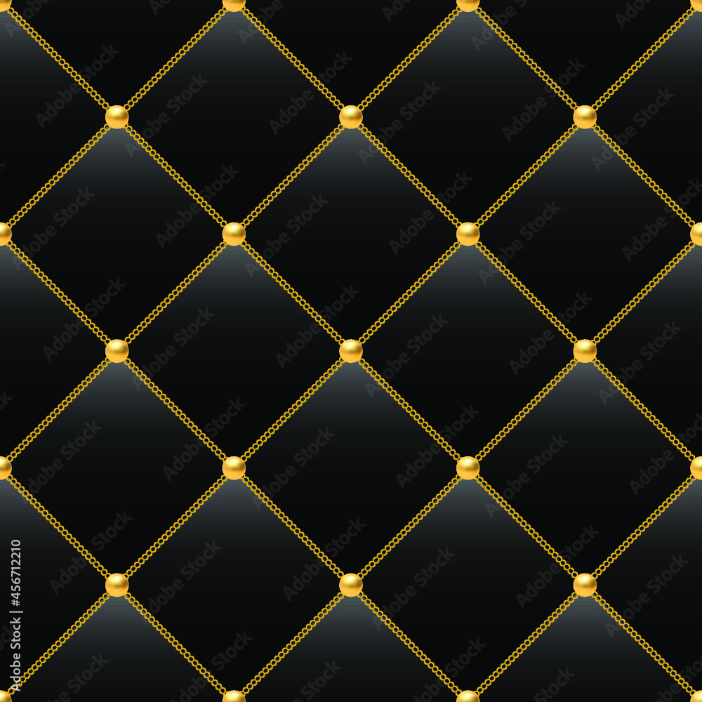 Black luxury background with golden chains and beads. Vector illustration. Black luxury background with golden chains and beads. Vector illustration.
