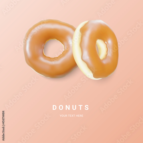 Brown donut isolated on light background. Colorful chocolate donuts. Various glazed doughnuts. Vector illustration