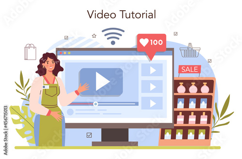 Product presentation online service or platform. Entrepreneur presenting