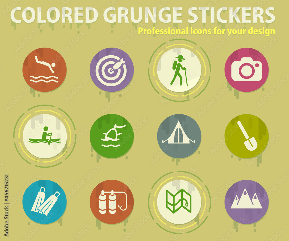 Active recreation and camping icon set Active recreation and camping icon set