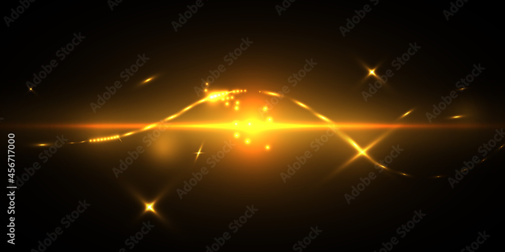 Abstract light with bright shining particles. Vector.