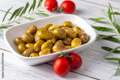 Grilled green olives. Tasty...