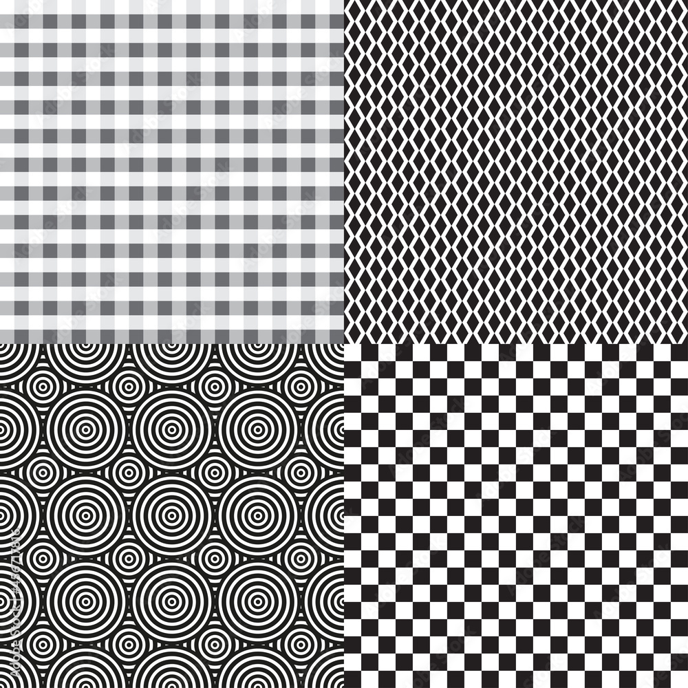 Set of seamless backgrounds. Checkered pattern. Abstract geometric wallpaper of the surface. Print for polygraphy, posters, t-shirts and textiles. Doodle for design Set of seamless backgrounds. Checkered pattern. Abstract geometric wallpaper of the surface. Print for polygraphy, posters, t-shirts and textiles. Doodle for design