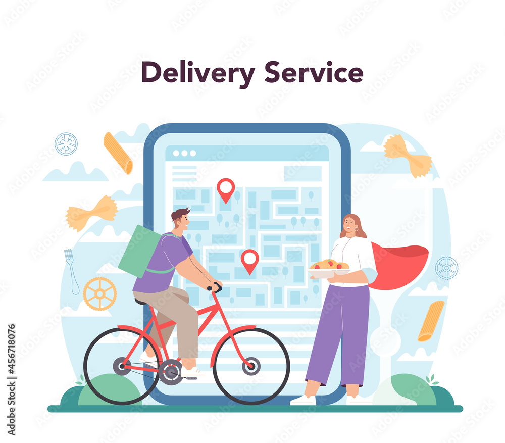 Spaghetti or pasta online service or platform. Italian food on the plate Spaghetti or pasta online service or platform. Italian food on the plate