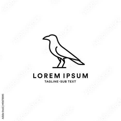 Outline crow raven vector suitable for logo and illustration