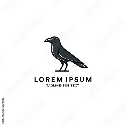 Outline crow raven vector suitable for logo and illustration