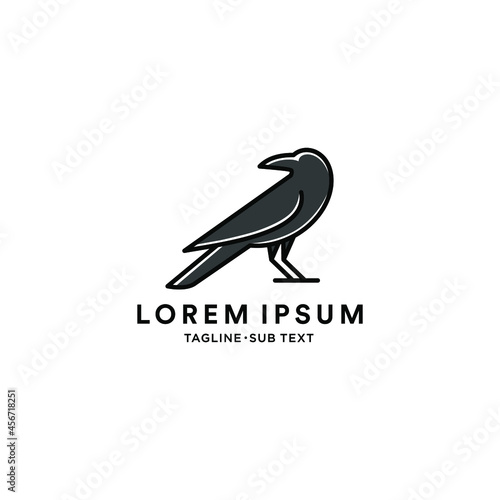 Outline crow raven vector suitable for logo and illustration