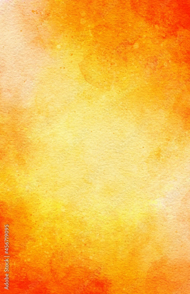 オレンジ色の斜めグラデーションの水彩画イラスト