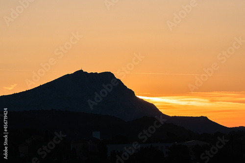 Sainte Victoire mountain in the light of a summer morning