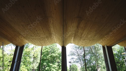 The wooden ceiling in the form of waves in the famous library of Alvaro Aalto photo