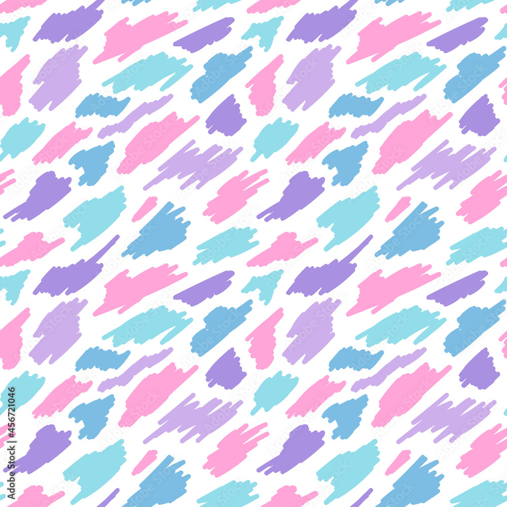 Vector seamless pattern of multicolored spots. Colorful children's print. Highlighter hand-drawn background
