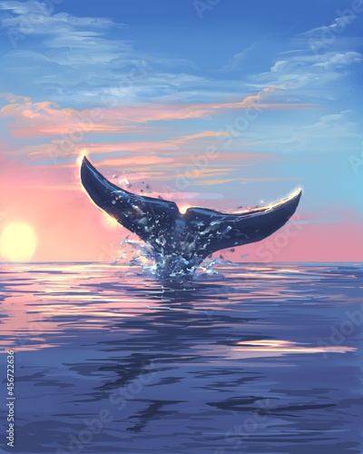 Whale tail in the ocean © Anastasiya