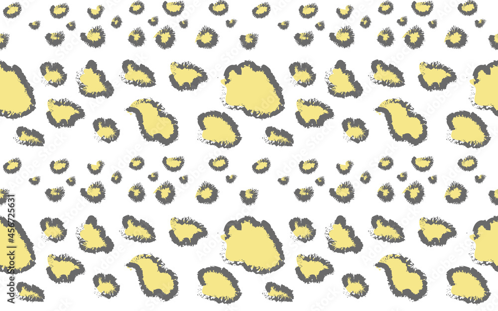 Abstract animal skin leopard seamless pattern design. Jaguar, leopard, cheetah, panther fur. Grey and yellow seamless background.