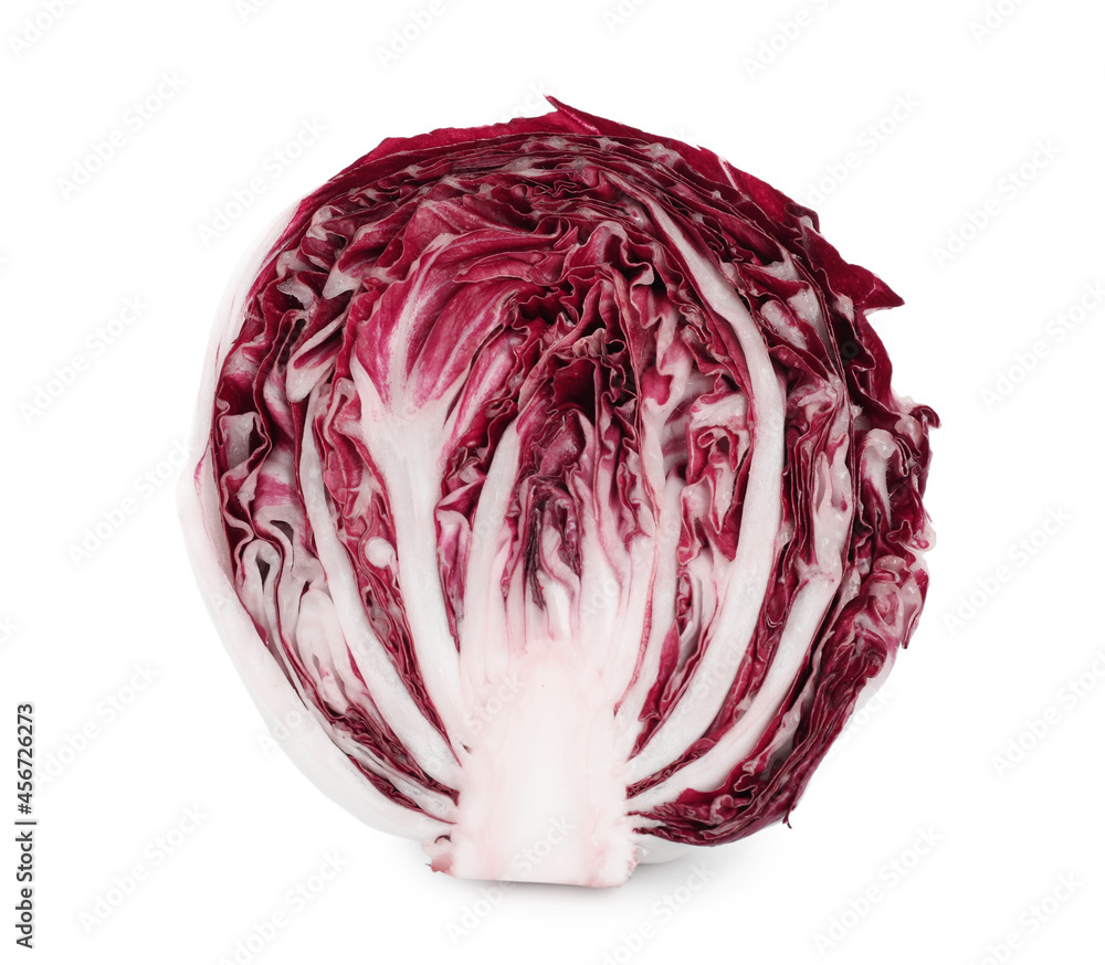 Half of ripe radicchio isolated on white Half of ripe radicchio isolated on white