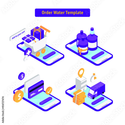 Order Water Website Template. Modern Flat Vector Illustrations. Landing Page. Social Media Concept.