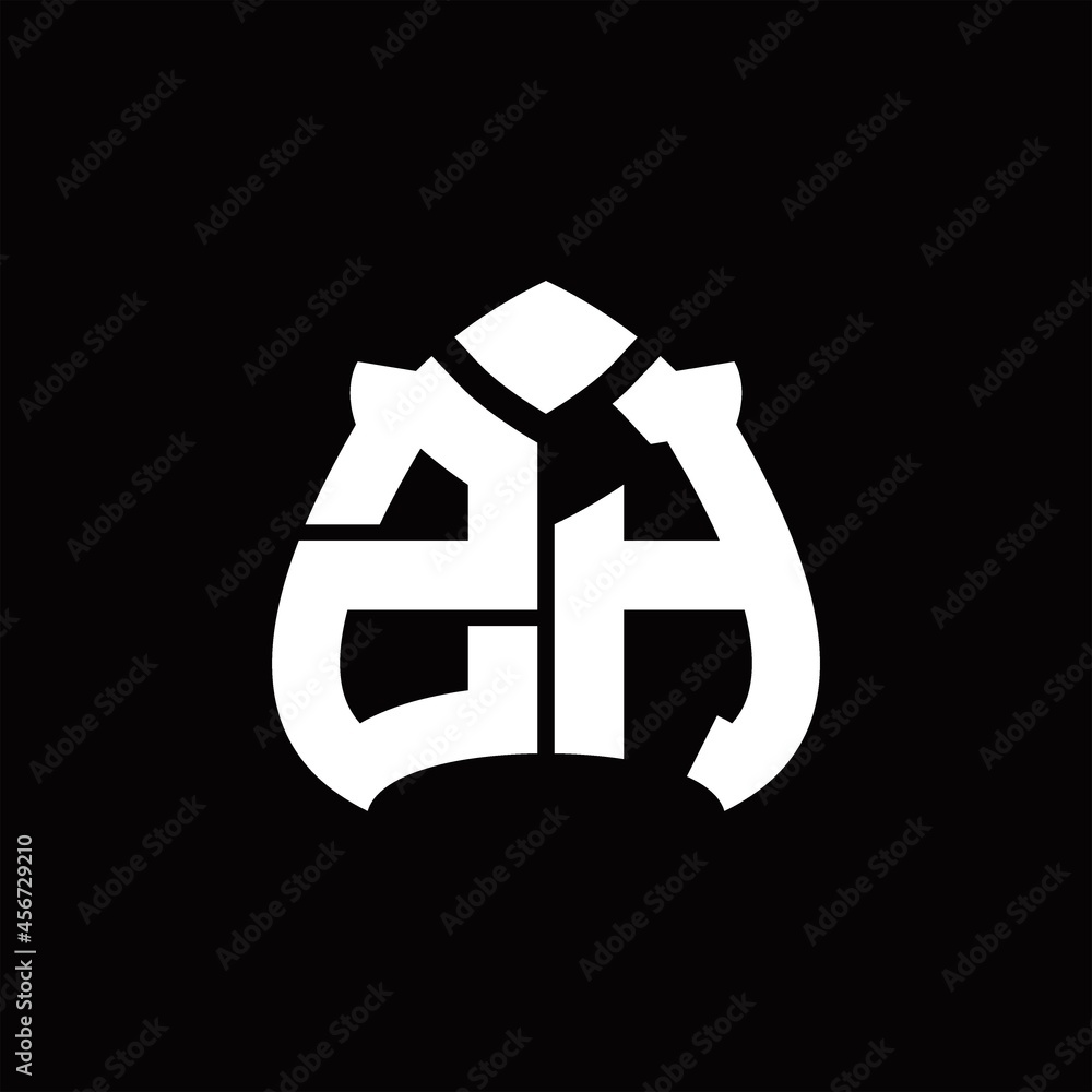 ZH Logo monogram with spade shape design template ZH Logo monogram with spade shape design template