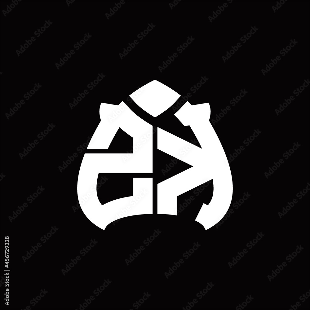 ZK Logo monogram with spade shape design template ZK Logo monogram with spade shape design template