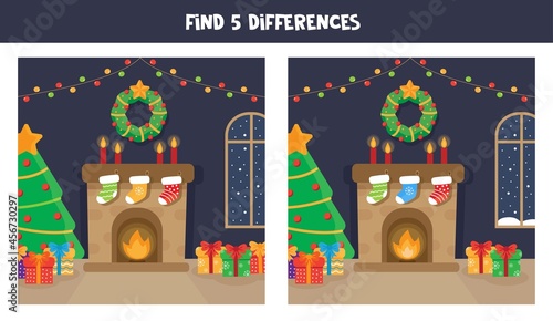 Find five differences between two Christmas pictures.