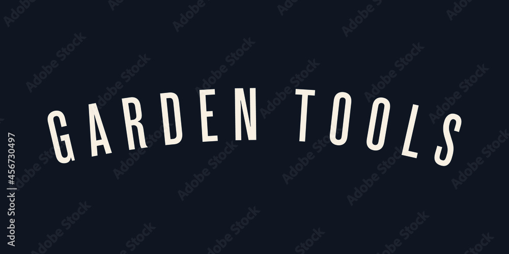Fototapeta premium Garden Tools. Modern Vector Illustration. Lettering Composition on Dark Background. Social Media Template. 