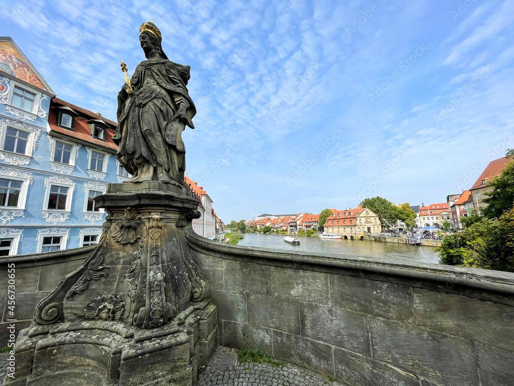 sculpture with small venice in the background in Bamberg